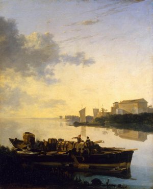 Barges on a River by Adam Pynacker Oil Painting