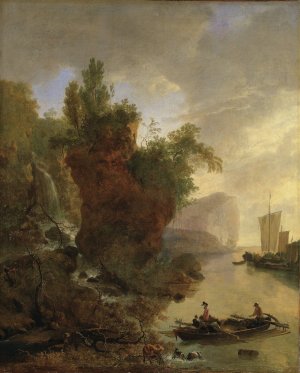 Bay with a Rocky Coast by Adam Pynacker Oil Painting