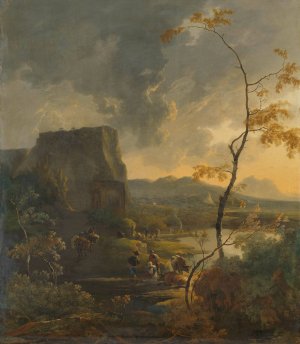 Italian Landscape with Ancient Tempietto by Adam Pynacker Oil Painting