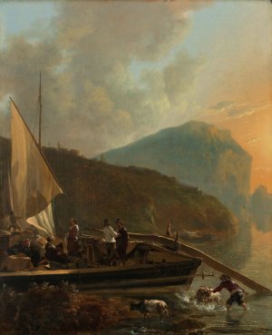 Italianate River Landscape by Adam Pynacker Oil Painting