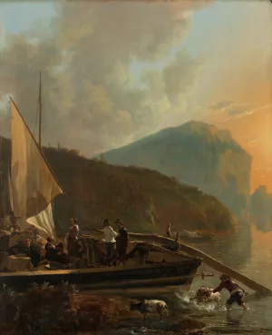 Italianate River Landscape by Adam Pynacker Oil Painting