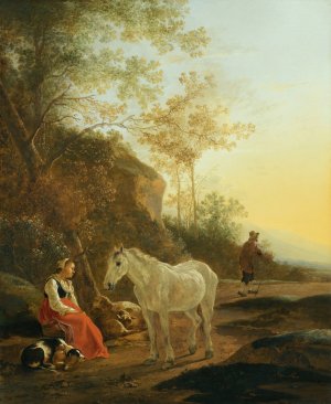 Landscape With A Shepherdess And A White Horse by Adam Pynacker Oil Painting