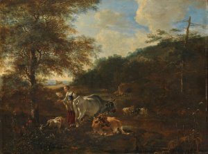 Landscape with cattle by Adam Pynacker Oil Painting