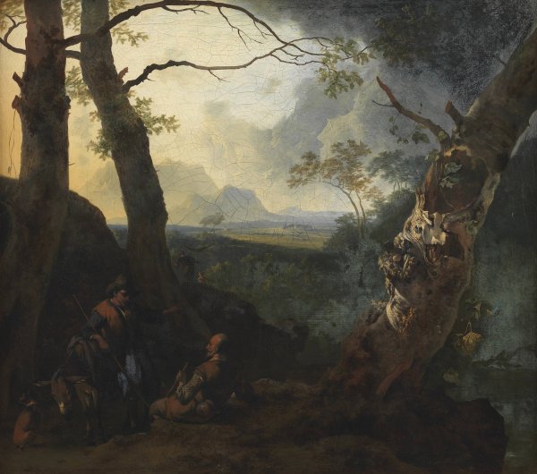 Southern Landscape with Herdsmen  by Adam Pynacker - Hand-Painted Oil Painting Reproduction