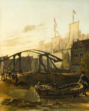 View of a Harbor in Schiedam by Adam Pynacker Oil Painting