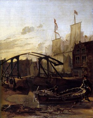 View of a Harbour in Schiedam by Adam Pynacker Oil Painting