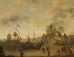 Fishermen at the seaside by Adam Willaerts Oil Painting