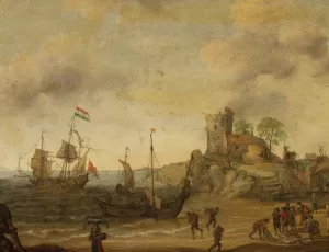 Fishermen at the seaside by Adam Willaerts Oil Painting