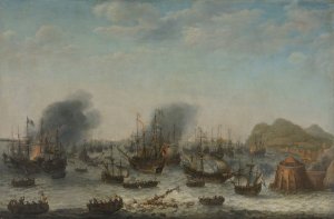 Naval battle near Gibraltar, 25 April 1607 by Adam Willaerts Oil Painting
