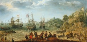 Ships off a Rocky Coast by Adam Willaerts Oil Painting