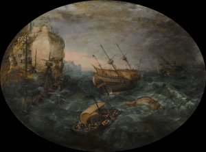 Shipwreck off a Rocky Coast by Adam Willaerts Oil Painting