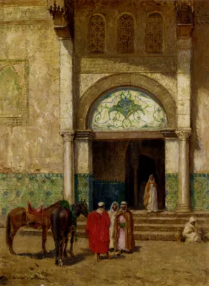 A Rest Outside A Mosque by Addison Thomas Millar Oil Painting