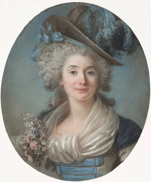 A Fashionable Noblewoman Wearing A Plumed Hat  by Adelaide Labille-Guiard - Hand-Painted Oil Painting Reproduction