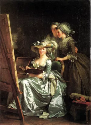 Self-Portrait with Two Pupils Oil painting by Adelaide Labille-Guiard