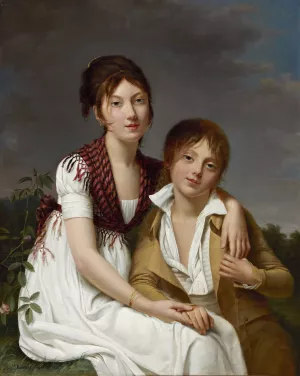 Portrait Of Amelie-Justine And Charles-edouard Pontois by Adele Romany Oil Painting