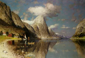Fjordlandskap by Adelsteen Normann - Oil Painting Reproduction