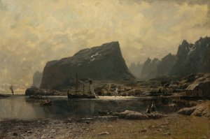 North Norwegian Coastal landscape by Adelsteen Normann Oil Painting