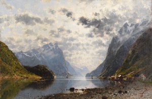 Norwegische Fjordlandschaft by Adelsteen Normann Oil Painting
