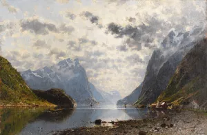 Norwegische Fjordlandschaft by Adelsteen Normann Oil Painting