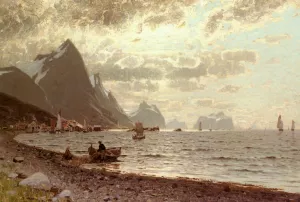 The Norwegian Fjord by Adelsteen Normann Oil Painting