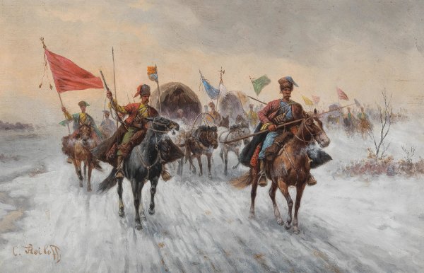 Die Escorte by Adolf Baumgartner-Stoiloff - Hand-Painted Oil Painting Reproduction
