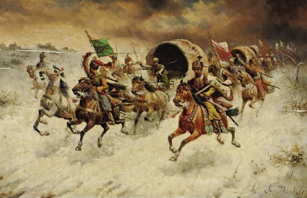 Gold Transport In Siberia by Adolf Baumgartner-Stoiloff - Hand-Painted Oil Painting Reproduction