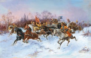 Goldtransport in Sibirien by Adolf Baumgartner-Stoiloff Oil Painting