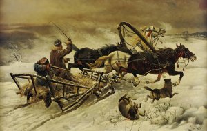 The Wolf Hunt by Adolf Baumgartner-Stoiloff Oil Painting