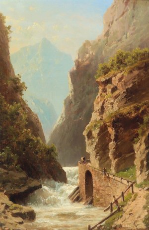 Path On A River Shore by Adolf Chwala Oil Painting