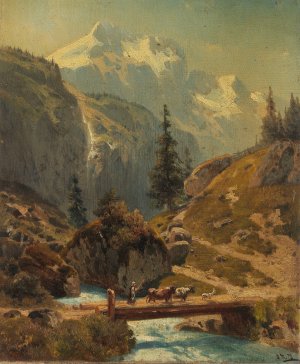Gebirgsbach im Hochgebirge by Adolf Conrad Mosengel Oil Painting