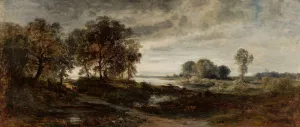 Landscape of the Oder River by Adolf Dressler Oil Painting