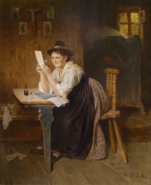 Der gelunge Brief by Adolf Eberle Oil Painting