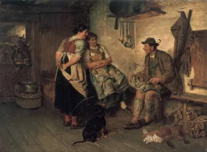 Die Jungen Fuchse by Adolf Eberle Oil Painting