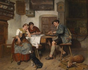 Musikalische Unterhaltung auf der Alm by Adolf Eberle Oil Painting