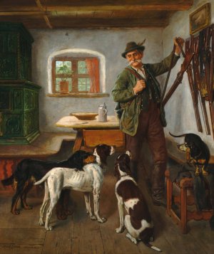 Off to the Hunt by Adolf Eberle Oil Painting