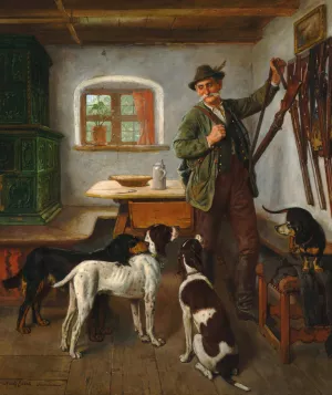 Off to the Hunt by Adolf Eberle Oil Painting
