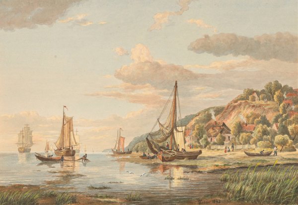 Die Elbe bei Blankenese  by Adolf Friedrich Vollmer - Hand-Painted Oil Painting Reproduction