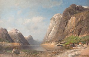 Summer fjord by Adolf Gustav Schweitzer Oil Painting