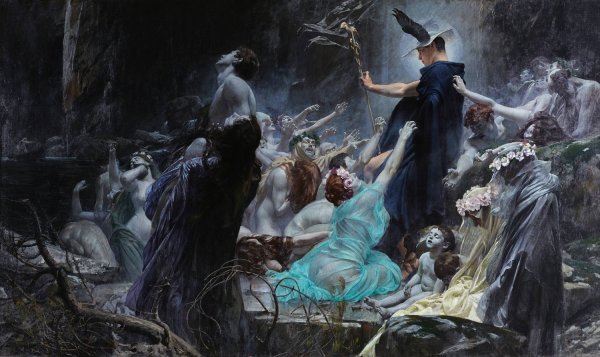 Main Product Photo of The Souls At The Acheron  Painting by Adolf Hiremy-Hirschl