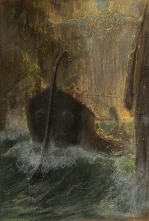 Zwischen Skylla und Charybdis by Adolf Hiremy-Hirschl Oil Painting
