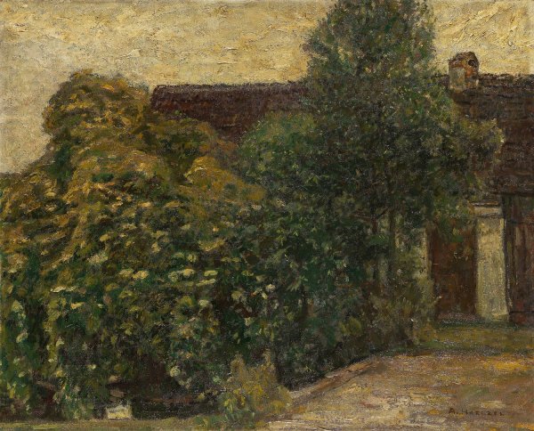 Baume vor dem Haus  by Adolf Holzel - Hand-Painted Oil Painting Reproduction
