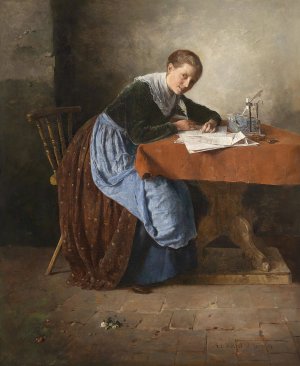 Der Liebesbrief by Adolf Holzel Oil Painting