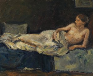 Liegender Halbakt by Adolf Holzel Oil Painting