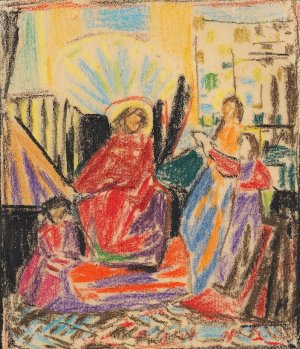 Religioses Motiv by Adolf Holzel Oil Painting