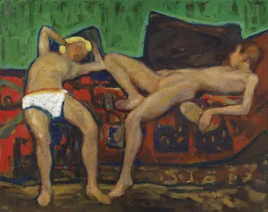 Zwei ruhende Akte by Adolf Holzel Oil Painting