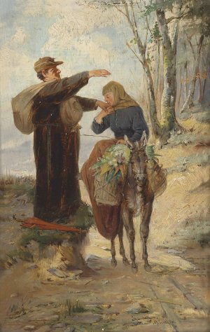 Begegnung auf der Landstrase by Adolf Humborg Oil Painting