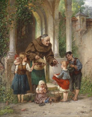 Kirschen fur die Kinder by Adolf Humborg Oil Painting