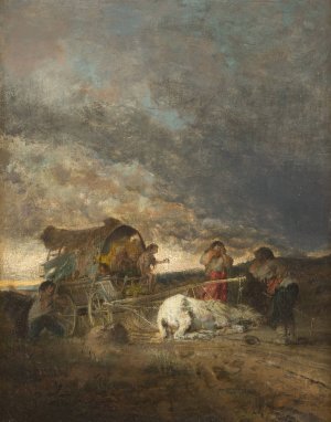 The accident by Adolf Humborg Oil Painting
