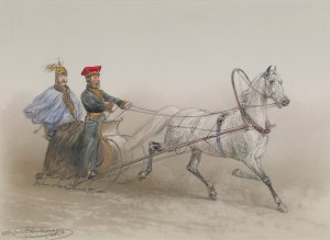 A sleigh ride by Adolf Jossifowitsch Charlemagne Oil Painting
