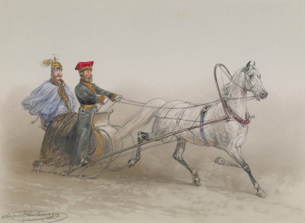 Main Product Photo of A sleigh ride  Painting by Adolf Jossifowitsch Charlemagne
